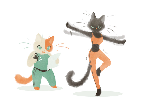 Deux chats testant leur équilibre